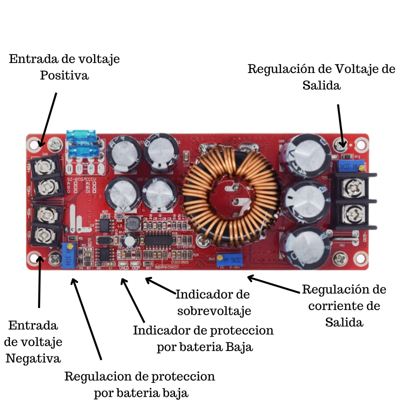 Elevador DC-DC Step Up 1200W 10V - 60V a 12V - 83V DC 20A